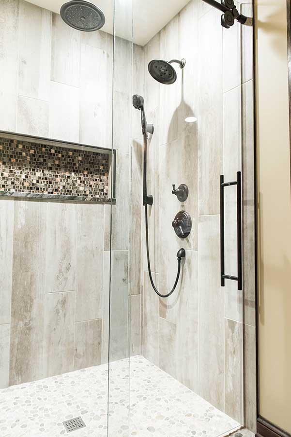 After - Master Shower with Mosaic Tile Niche