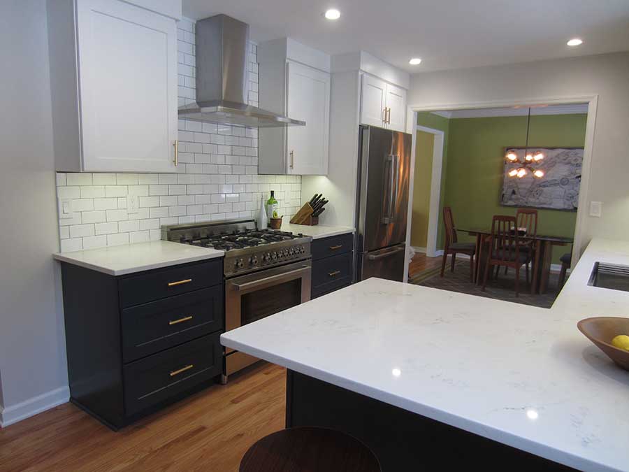 After - New Quartz Countertops and White Subway Tile Backsplash