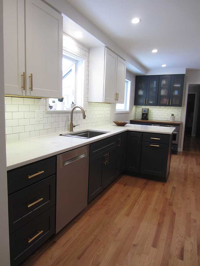 After - New Quartz Countertops and White Subway Tile Backsplash