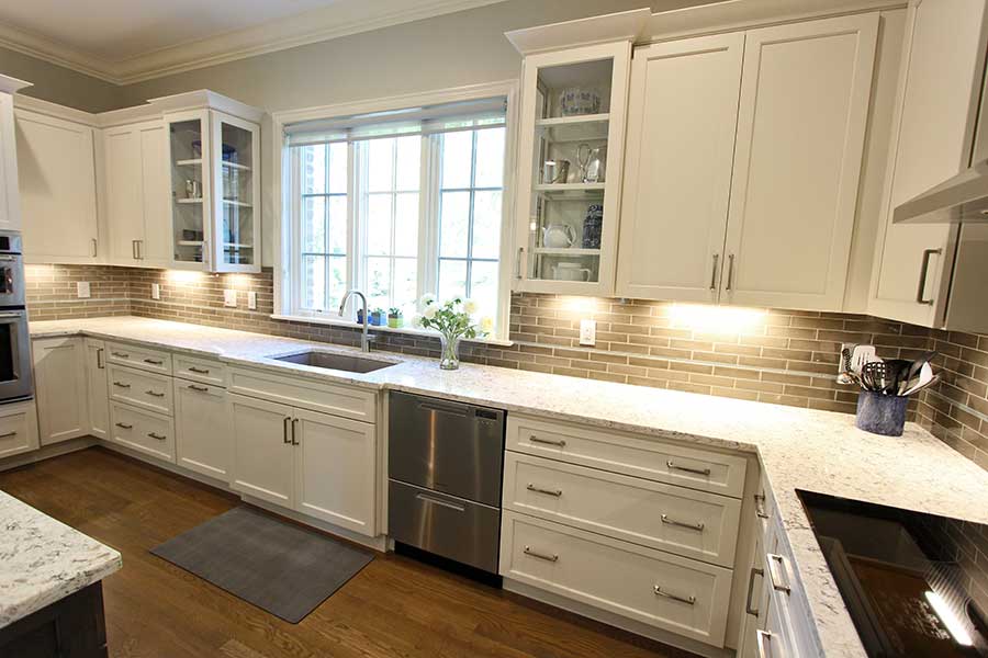 After - Updated Kitchen with Quartz Countertops & Elongated Subway Tile Backsplash