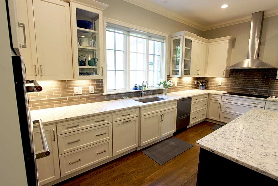 After - Updated Kitchen with Quartz Countertops & Elongated Subway Tile Backsplash