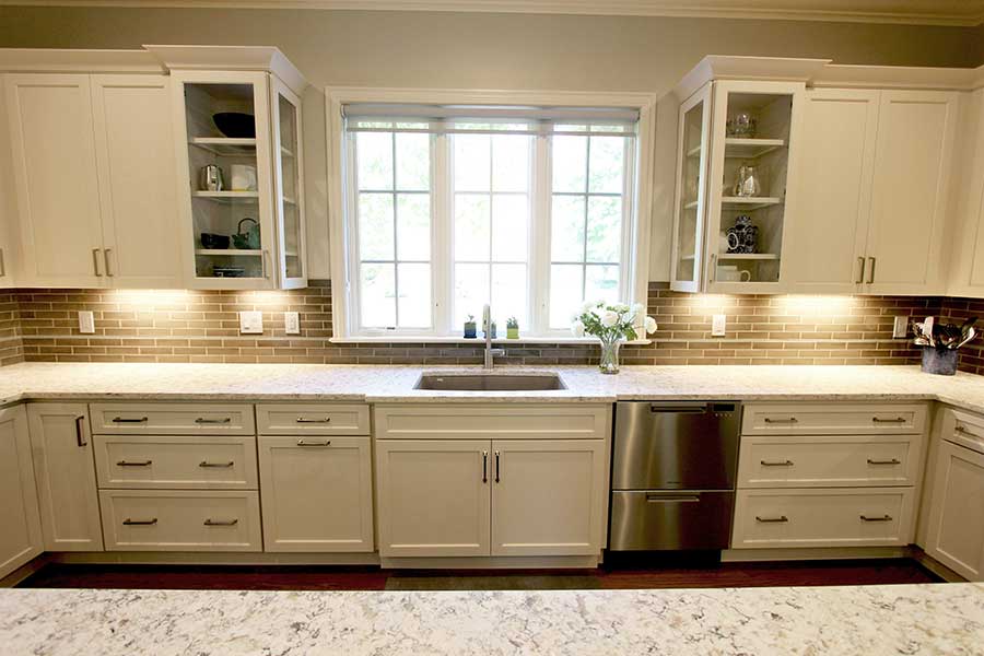 After - Updated Kitchen with Quartz Countertops & Elongated Subway Tile Backsplash