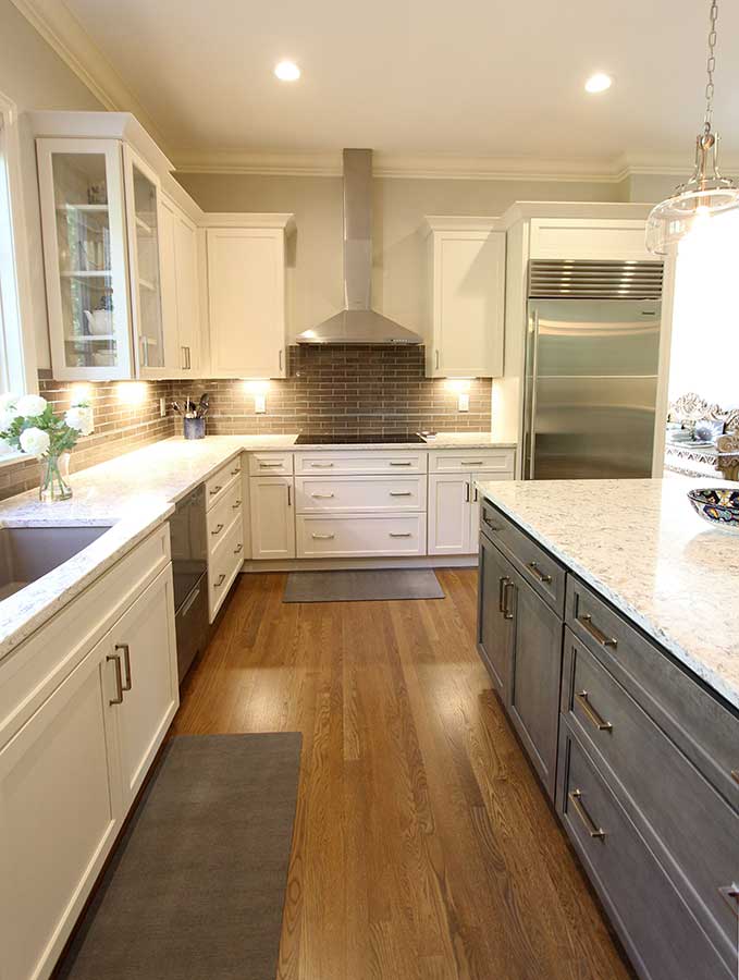 After - Updated Kitchen with Quartz Countertops & Elongated Subway Tile Backsplash