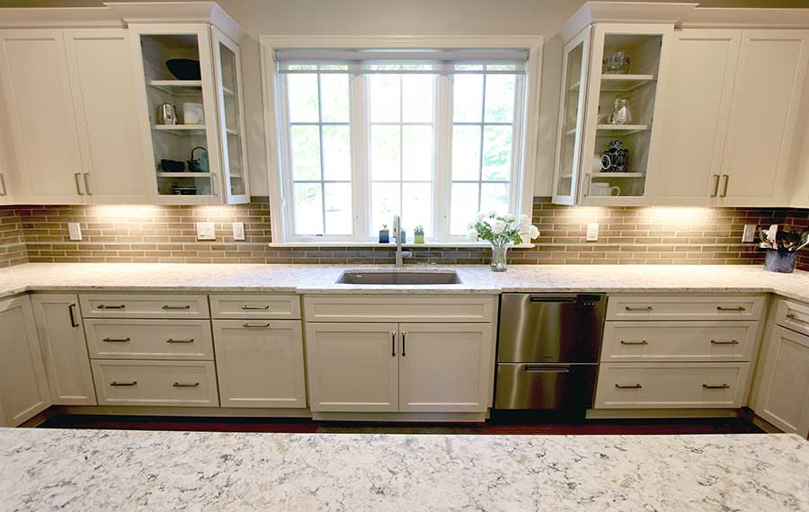 After - Updated Kitchen with Quartz Countertops & Elongated Subway Tile Backsplash