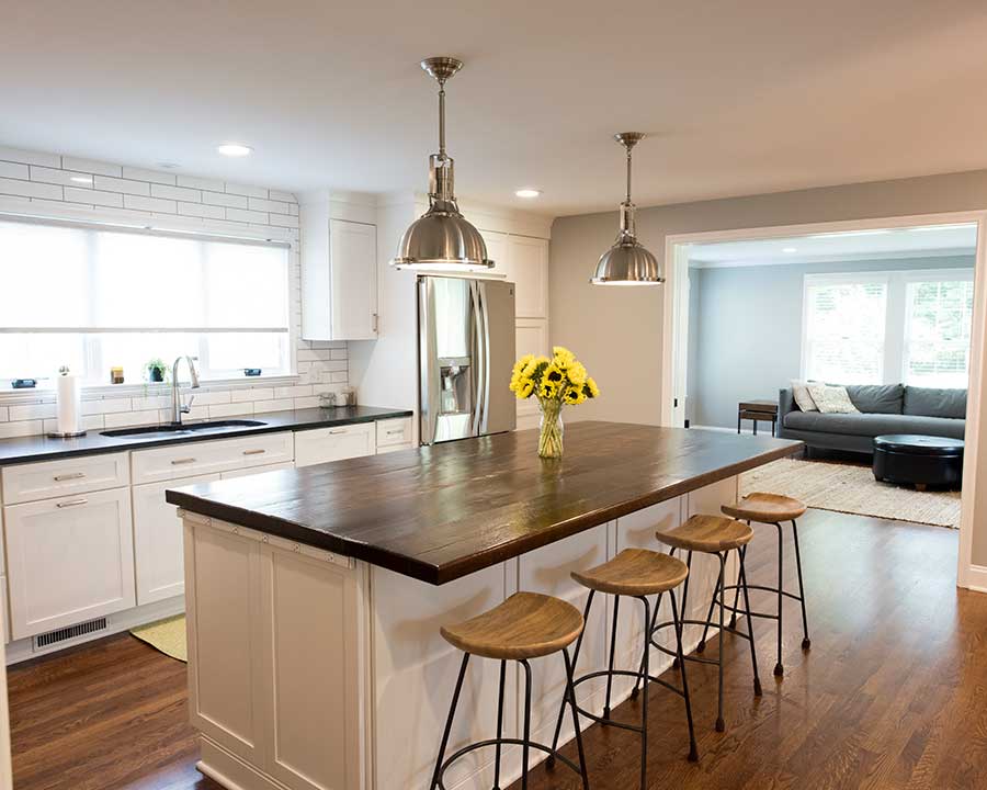 After - Relocated Kitchen - View into New Family Room