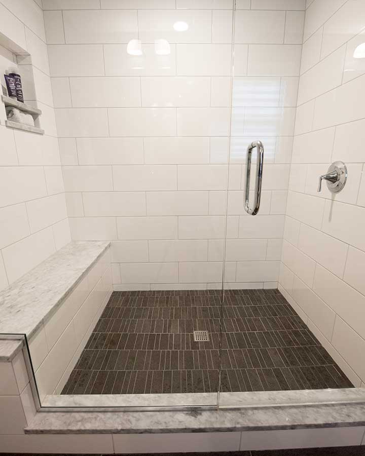 After - New Master Bathroom - Walk-in Shower with Bench